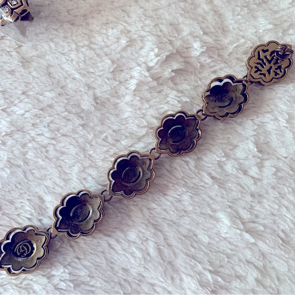 NIB Authentic Gucci Vintage Metal Flower Chain Earing w/ Gem Stones and Pearls - Picture 5 of 9